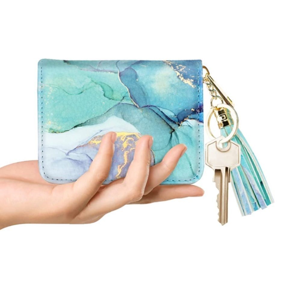 Blue Marble Leather Compact Wallet - Picture 4 of 4
